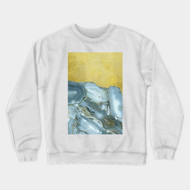 Marble Agate Slices Crystal Geode Gold Crewneck Sweatshirt by Inogitna Designs